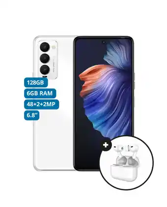 Tiendas EFE Celular tecno camon 18 6.8" lcd mediatek helio g88 128gb 6gb - ceramic white oferta