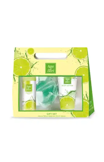 Tiendas EFE Aqua di bari set colonia x 100 ml + body lotion x 100 ml + esponja de ducha oferta
