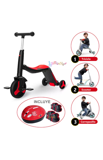 Tiendas EFE Scooter triciclo corre pasillo 3 en 1 rojo oferta