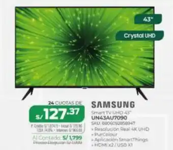 Marcimex Samsung Smart TV UHD 43" UN43AU7090 oferta