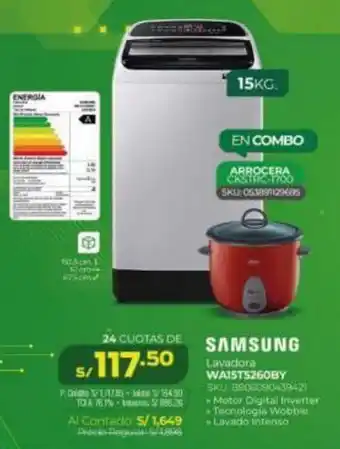 Marcimex Samsung Lavadora WA15T5260BY oferta