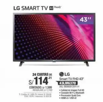 Carsa LG Smart TV FHD 43" 43LM6370 oferta