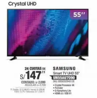 Carsa Samsung Smart TV UHD 55" UN55AU7090 oferta