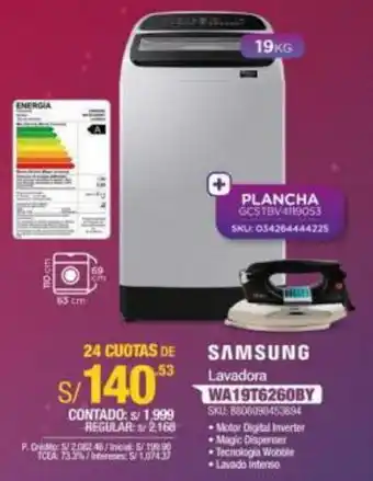 Carsa Samsung Lavadora WA19T6260BY oferta