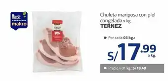 Makro Chuleta mariposa con piel congelada x kg. ternez oferta