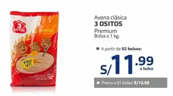 Makro Avena clásica 3 ositos premium bolsa x 1 kg. oferta