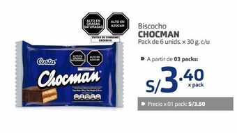 Makro Bizcocho chocman pack de 6 unids. x 30 g. c/u oferta