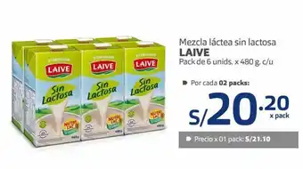 Makro Mezcla láctea sin lactosa laive pack de 6 unids. x 480 g. c/u oferta
