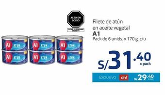 Makro Filete de atún en aceite vegetal a1 pack de 6 unids. x 170 g. c/u oferta
