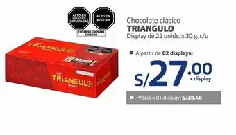Makro Chocolate clásico triangulo display de 22 unids. x 30 g. c/u oferta