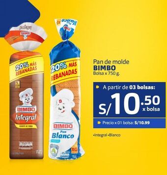 Makro Pan de molde bimbo bolsa x 750 g. oferta