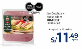 Makro Jamón pizza + queso edam braedt pack x 370 g oferta
