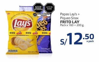 Makro Papas lay's + piqueo snax frito lay pack x 160 + 200 g. oferta