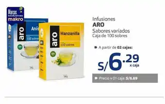 Makro Infusiones aro sabores variados caja de 100 sobres oferta