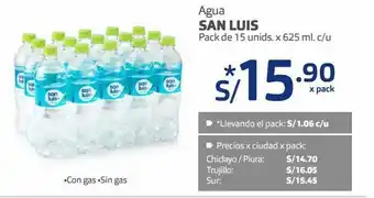 Makro Agua san luis pack de 15 unids. x 625 ml. c/u oferta