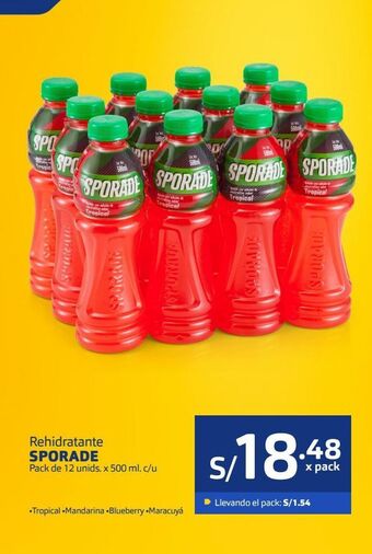 Makro Rehidratante sporade pack de 12 unids. x 500 ml. c/u oferta