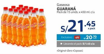 Makro Gaseosa guaraná pack de 15 unids. x 450 ml. c/u oferta