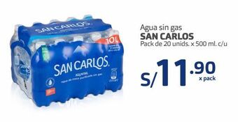 Makro Agua sin gas san carlos pack de 20 unids. x 500 ml. c/u oferta