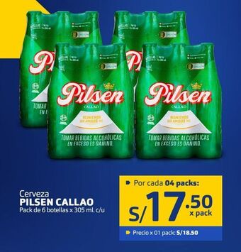 Makro Cerveza pilsen callao pack de 6 botellas x 305 ml. c/u oferta