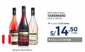 Makro Vino semi seco tabernero unid. x 750 ml. oferta