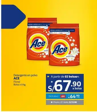 Makro Detergente en polvo ace x 9kg oferta