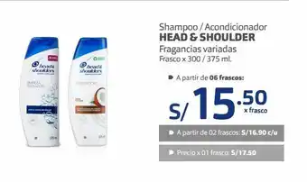 Makro Shampoo/acondicionador head & shoulders x 300/375ml oferta