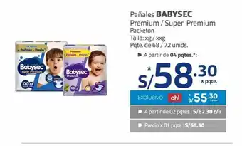 Makro Pañales babysec pqte de 68/72un oferta