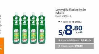 Makro Lavavajillas líquido limón fácil x 900ml oferta