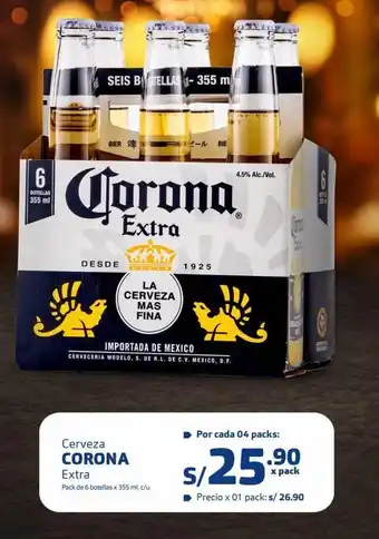 Makro Cerveza corona extra pack de 6 botellas x 355 ml. c/u oferta