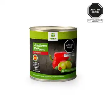 Tottus Aceitunas rellenas de pimiento tottus 200 g oferta
