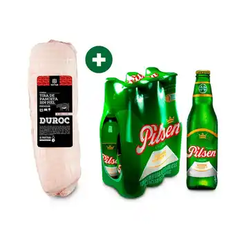 Tottus Tira de panceta sin piel con hueso + six pack cerveza pilsen botella 305 ml oferta