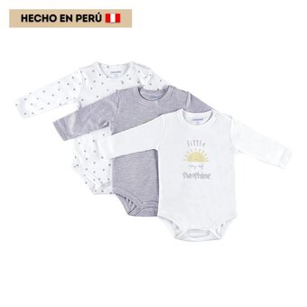 Tottus Packx3 body moda algodón bebe oferta
