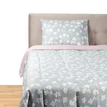 Tottus Cubrecama estampado 2 pz pu flor gri oferta