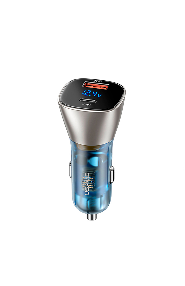Tiendas EFE Cargador auto digital dual fast usb+type-c 72w acero oferta
