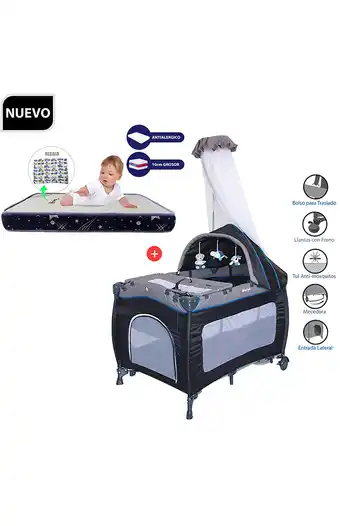 Tiendas EFE Cuna corral sally 716+colchón de 4-azul oferta