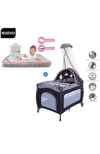 Tiendas EFE Cuna corral sally 716+colchón de 4-pink oferta