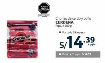 Makro Chorizo de cerdo y pollo cerdena pqte. x 800 g. oferta
