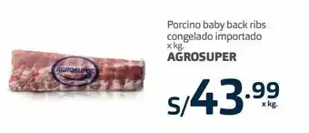 Porcino baby back ribs congelado importado x kg. agrosuper