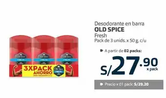 Makro Desodorante en barra old spice fresh pack de 3 unids. x 50 g. c/u oferta
