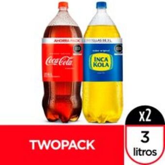 Metro Mix de gaseosas: coca cola + inca kola botella 3 lt oferta