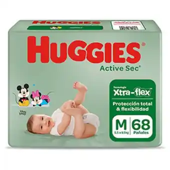 InkaFarma Pañales huggies hiperpack active sec xtra flex talla m - bolsa 68 un oferta