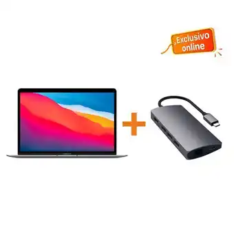 iShop Macbook air 13" m1 256gb gris espacial + s/1 adaptador satechi 4k ethernet v2 gris espacial exclusivo online oferta