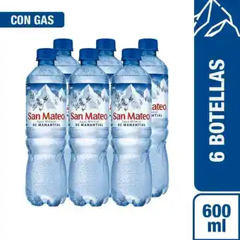 Vivanda Agua mineral san mateo con gas botella 600ml paquete 6un oferta