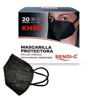 InkaFarma Mascarilla kn95 bendi-c negro - caja 20 un oferta