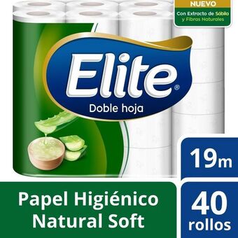 Tottus Papel higiénico doble hoja natural soft elite 40 rollos oferta