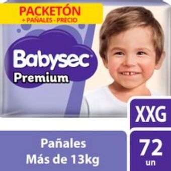 Pañales para bebé babysec premium talla xxg 72un