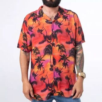 Gzuck Camisa popelina estamp. reef palm m/corta oferta