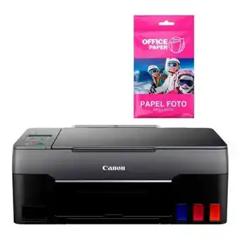 Hiraoka Impresora multifuncional canon pixma g3160 + papel foto brillante 180g x 10 hojas a4 oferta
