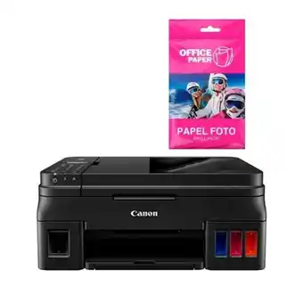 Hiraoka Impresora multifuncional canon pixma g4110 + papel foto brillante 180g x 10 hojas a4 oferta