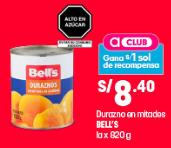 Plaza Vea Bell's Durazno en Mitades 820g oferta